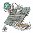 gaming pc keyboard with a portal opening tattoo design idea