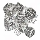 dungeons and dragons dice set tattoo design idea