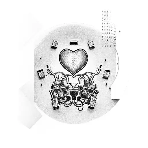 a cardiac chamber with a hospital room as its room tattoo design idea