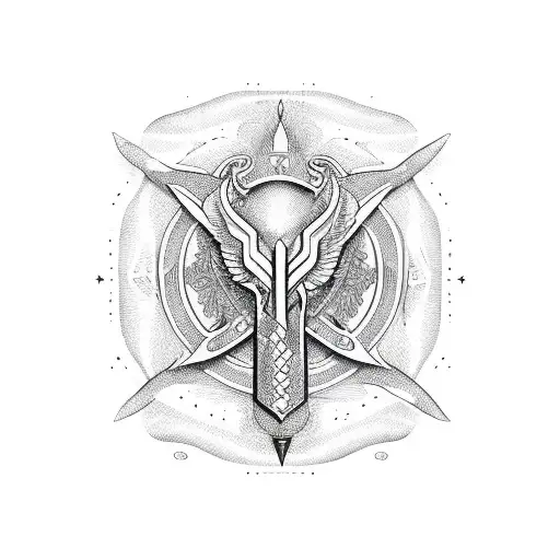 A sketch-style caduceus symbol with intricate line work tattoo design idea
