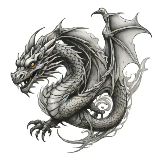 dragon flying tattoo design idea