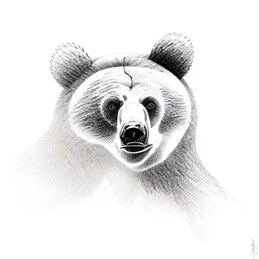 Bear with child. whrite name: Victoria, Alice, Valery tattoo design idea