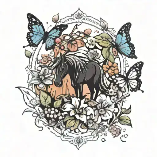fairies, cowboys, butterflies, wizards, fruits and berries, horses, vampires, ghosts, spiders, flowers tattoo design idea