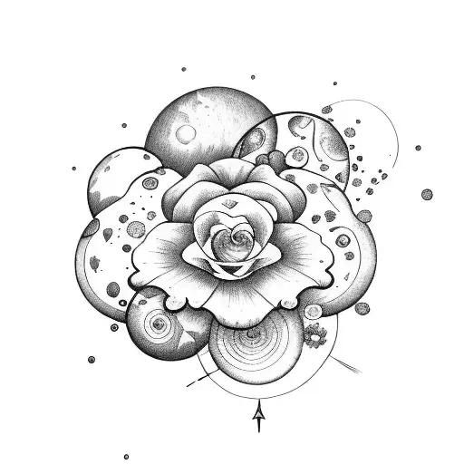 planets and flowers tattoo design idea