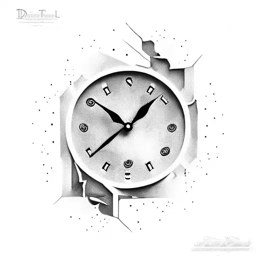 clock with shattered or broken hands, representing the time wasted and the broken trust. tattoo design idea