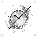 clock with shattered or broken hands, representing the time wasted and the broken trust. tattoo design idea