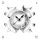 clock with shattered or broken hands, representing the time wasted and the broken trust. tattoo design idea
