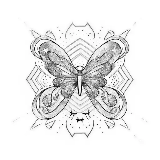 Butterfly with stars and sparkles  tattoo design idea