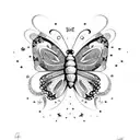 Butterfly with stars and sparkles  tattoo design idea