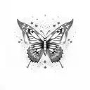 Butterfly with stars and sparkles  tattoo design idea