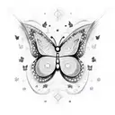 Butterfly with stars and sparkles  tattoo design idea