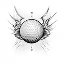Golf ball with wings tattoo design idea