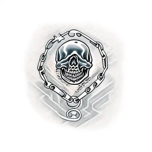 chain skull wrench tattoo design idea