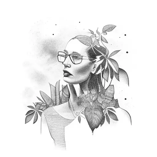 A teacher surrounded by a lush rainforest tattoo design idea