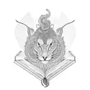 An intricate bookshelf filled with animals instead of books tattoo design idea