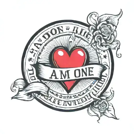 a love heart in a circle with the words I am the one thing in life I can control. I am inimitable curved out side the ci tattoo design idea