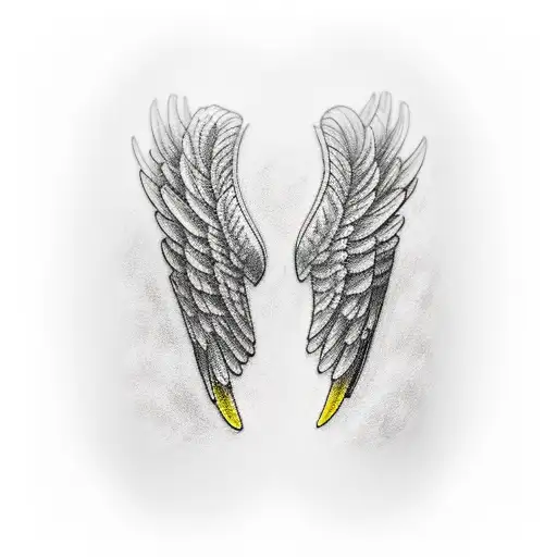 double wings back tattoo design idea