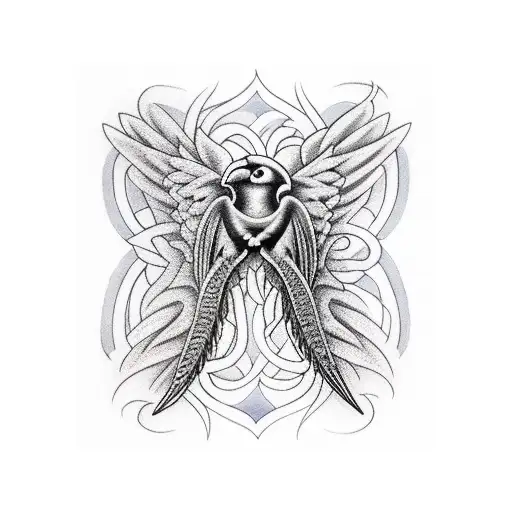 double wing tattoo design idea