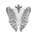 double wings back tattoo design idea