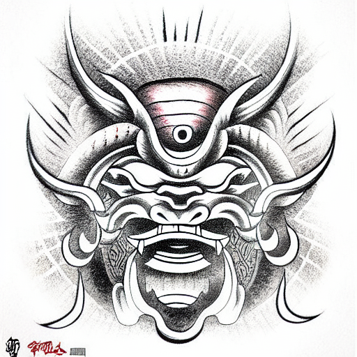 Oni Mask, Aggresive tattoo design idea