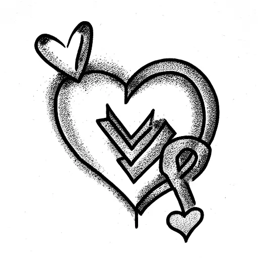 An incomplete heart and the missing part is two paws and there is the letter M in cursive incorporated tattoo design idea