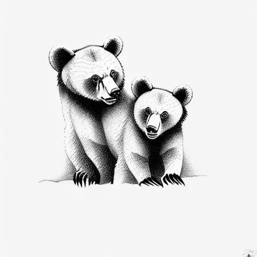 Bear mama and baby cub tattoo design idea
