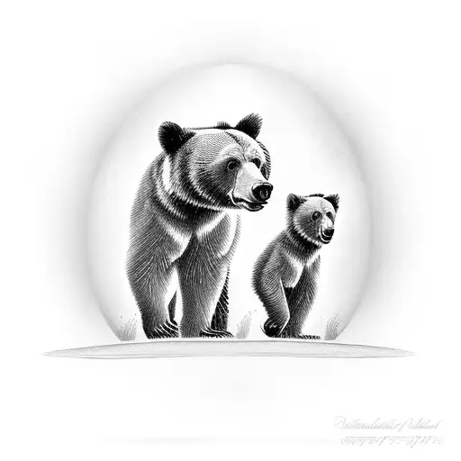 Bear mama and baby cub tattoo design idea
