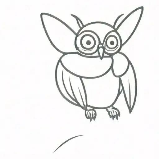 cute mothman cryptid tattoo design idea