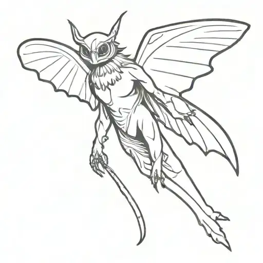 mothman reading a book tattoo design idea