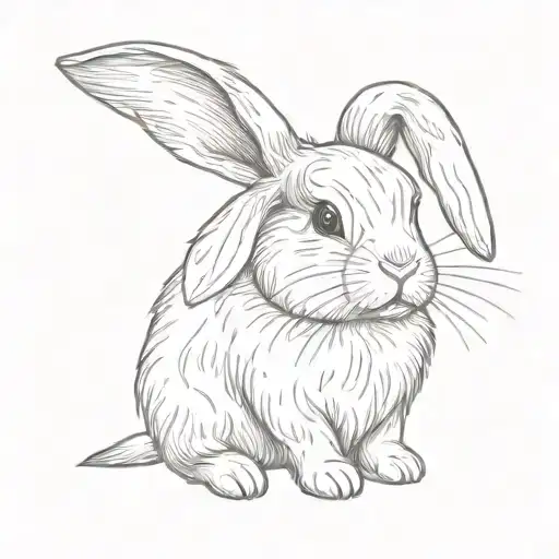 cute holland lop bunny tattoo design idea