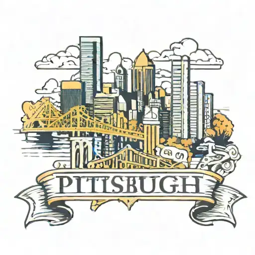 Pittsburgh skyline with mechanical tattoo design idea
