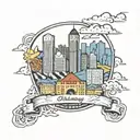Pittsburgh skyline with mechanical tattoo design idea