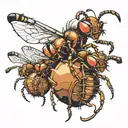 ants marching with a mouthpiece hanging out of mouth tattoo design idea