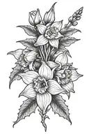 narcissus and holly flowers tattoo design idea