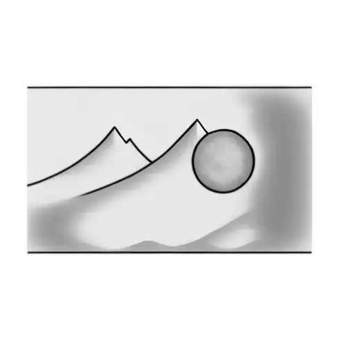 a sun, a wave, and a mountain tattoo design idea