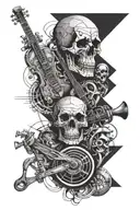 A geometric pattern incorporating elements of music, biking, and skulls, creating a unique and symbolic tattoo design tattoo design idea