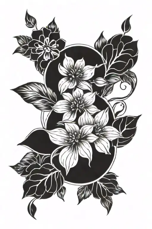 discreet neda symbol with flowers tattoo design idea