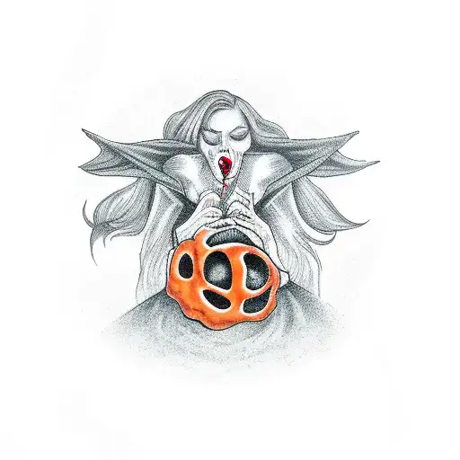 witch kissing the devils butthole tattoo design idea