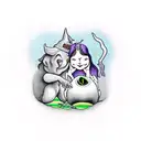 witch kissing the devils butthole tattoo design idea