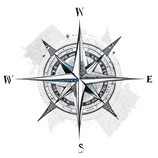 Surrealism Compass True North Online Lines And Tattoo Idea - BlackInk  AI