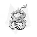snake with dagger and flower tattoo design idea