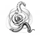 snake with dagger and flower tattoo design idea