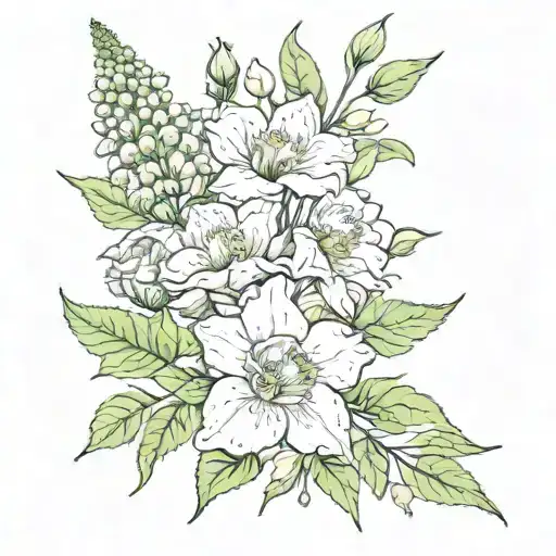 December August September birth flower tattoo design idea