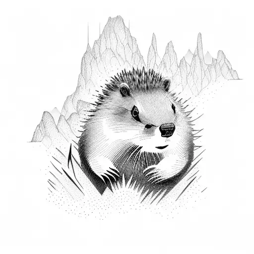 beaver and porcupine mountains tattoo design idea