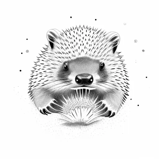 beaver and porcupine fighting in mountains tattoo design idea