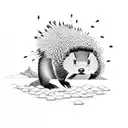 beaver and porcupine hunting in mountains tattoo design idea