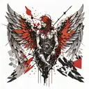 thunder and stone sculpture dynamic Angel wings made tattoo design idea