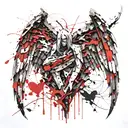 thunder and stone sculpture dynamic Angel wings made tattoo design idea