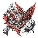 thunder and stone sculpture dynamic Angel wings made tattoo design idea