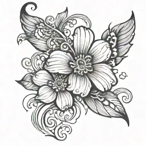 Lucky enough with a flower wrapped around the L  tattoo design idea